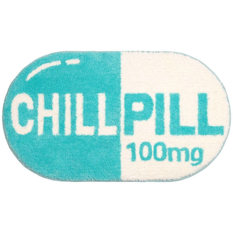chill pill shaped print pink accent rug Josephorin