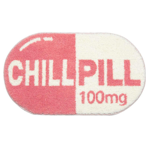 chill pill shaped print pink accent rug Josephorin