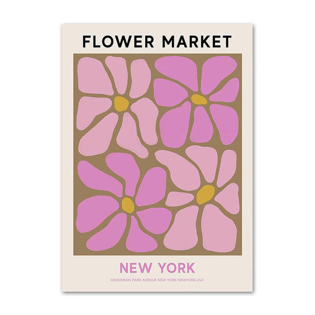 colorful abstract flower market vintage nordic aesthetic posters canvas wall art roomtery