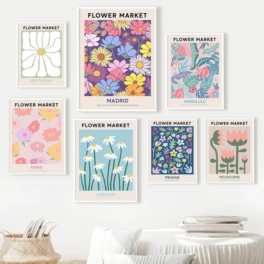 Vintage Flower Market Canvas Posters