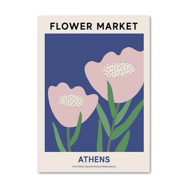 colorful abstract flower market vintage nordic aesthetic posters canvas wall art roomtery