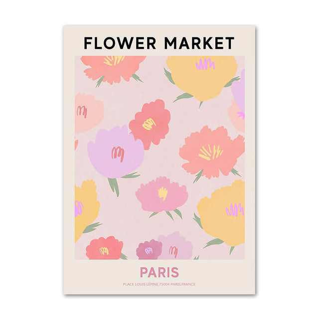 colorful abstract flower market vintage nordic aesthetic posters canvas wall art roomtery
