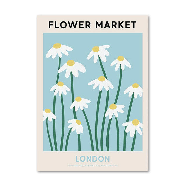 colorful abstract flower market vintage nordic aesthetic posters canvas wall art roomtery