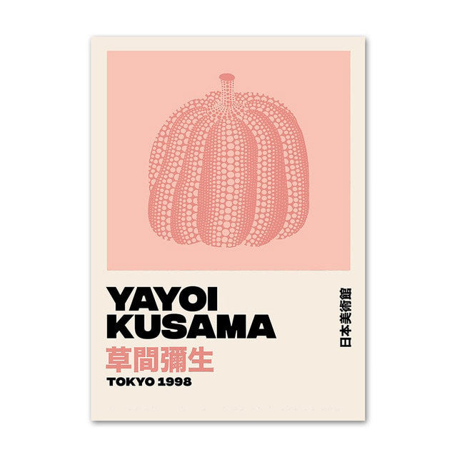 yayoi kusama picasso peachy color themed canvas wall art print paintings wall hanging aesthetic posters and pictures roomtery