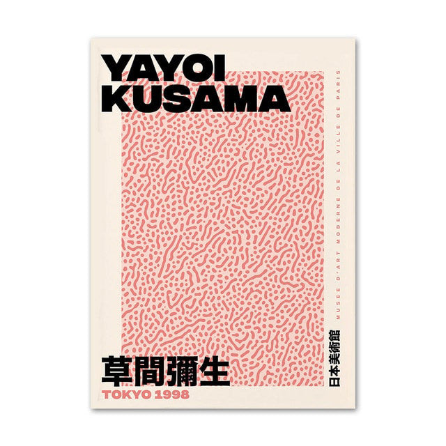 yayoi kusama picasso peachy color themed canvas wall art print paintings wall hanging aesthetic posters and pictures roomtery