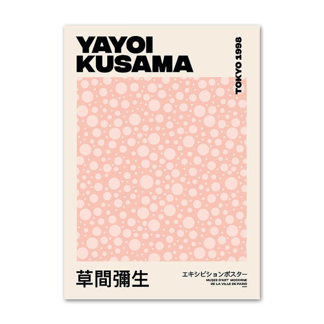 yayoi kusama picasso peachy color themed canvas wall art print paintings wall hanging aesthetic posters and pictures roomtery