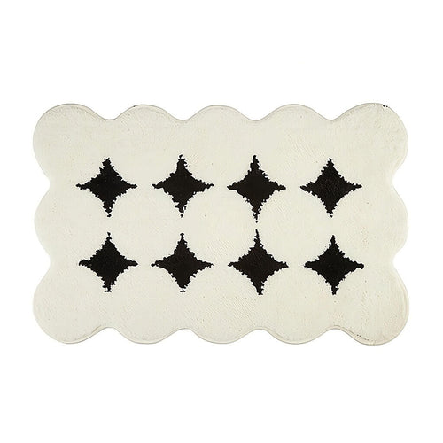 black white circles tufted rug