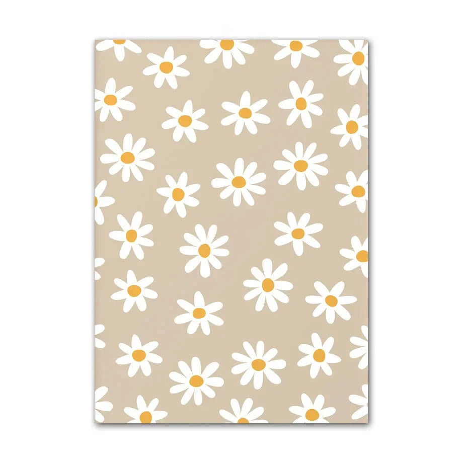 minimalist flower print in pale brown color boho aesthetic room decor roomtery