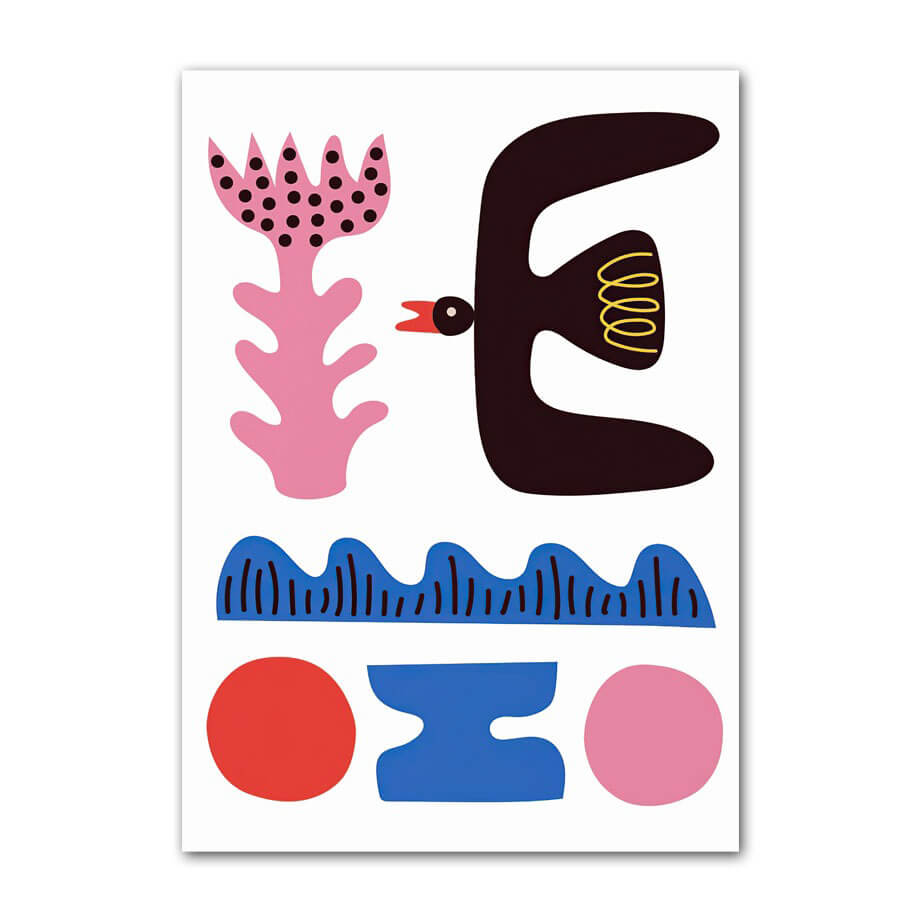 colorful modern art cut out gallery wall art aesthetic posters