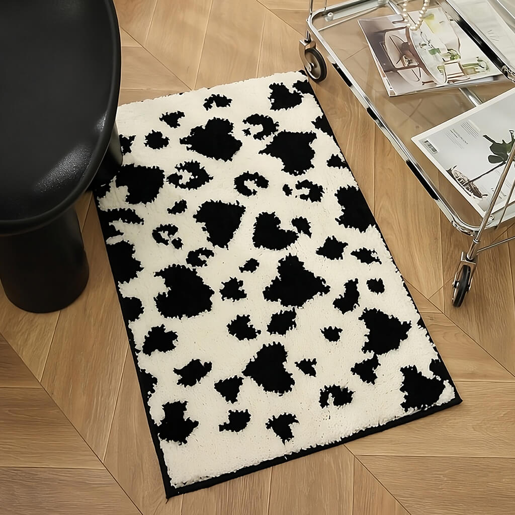 Cow Print B&W Tufted Rug