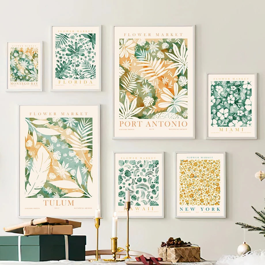 Green Leaves Herbarium Canvas Posters
