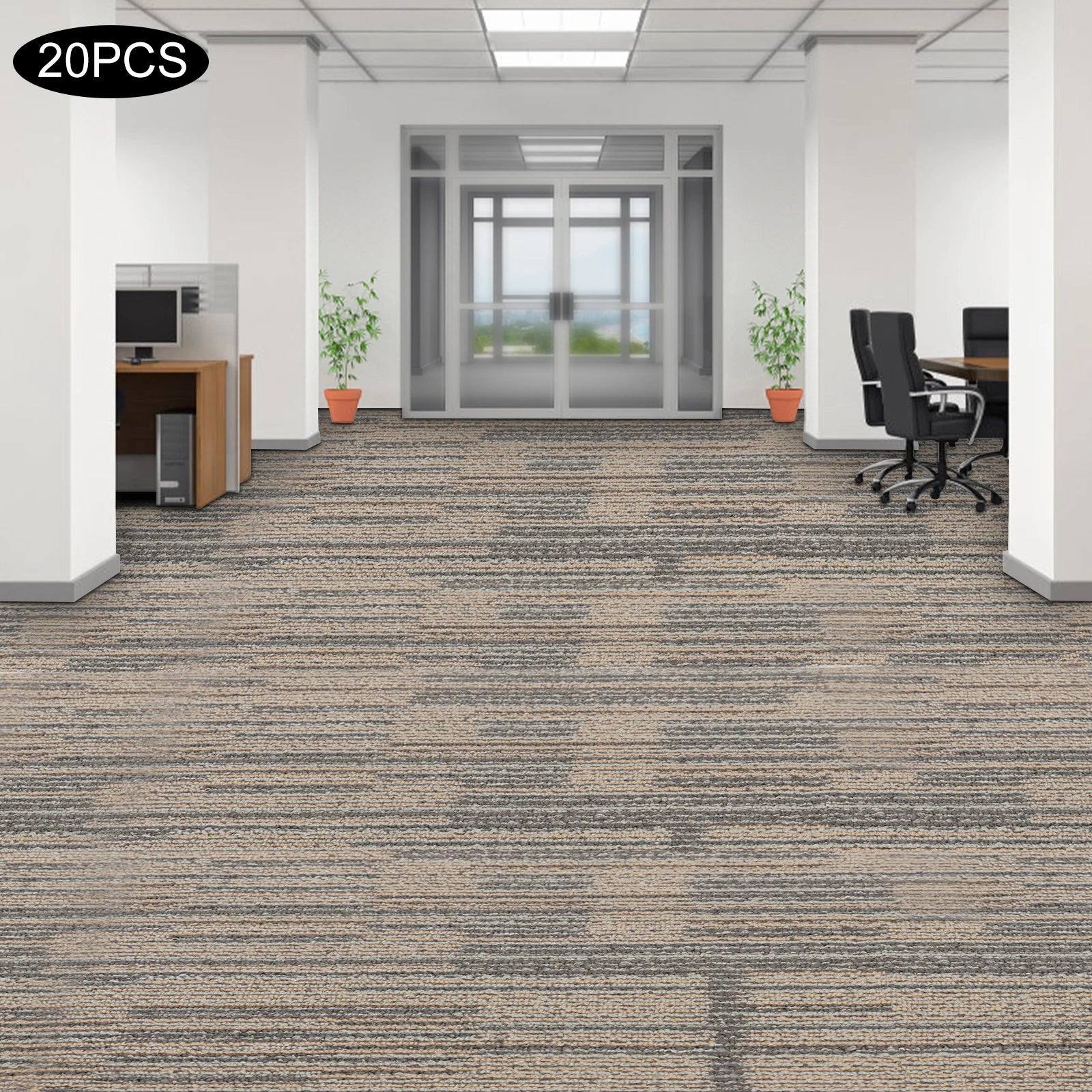 20Pcs Commercial Adhesive Carpet Tile Square Floor Tile Washable Mats Waterproof for Office Home Bedroom Livingroom 20x20"
