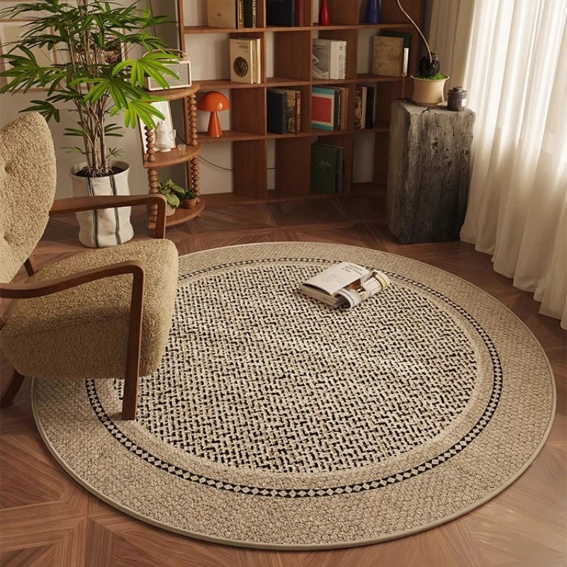 Round Carpet Non-slip Waterproof Soundproof Floor Mat Round Imitation Texture TPR Bottom Rug Large Size Home Decoration Mats
