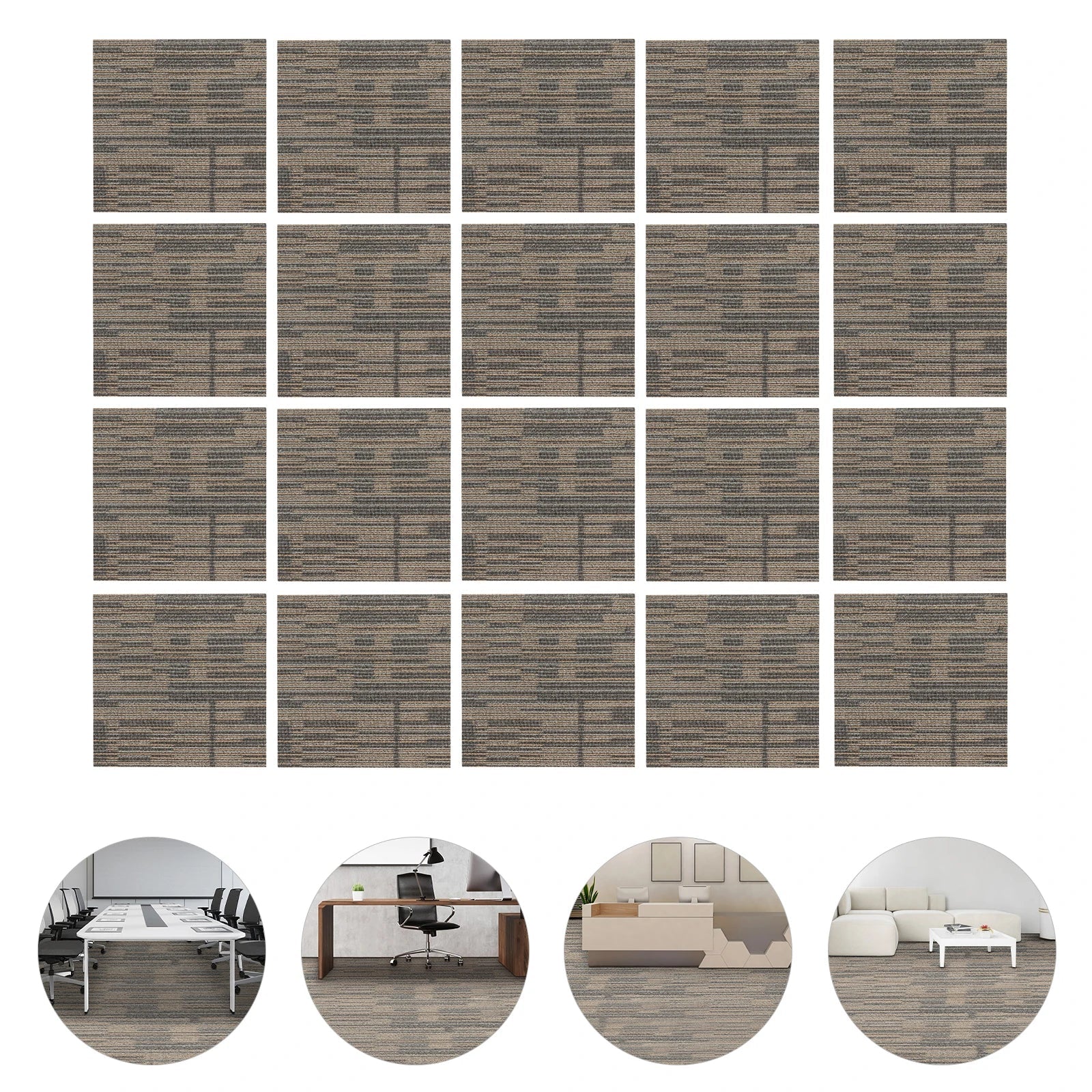 20Pcs Commercial Adhesive Carpet Tile Square Floor Tile Washable Mats Waterproof for Office Home Bedroom Livingroom 20x20"