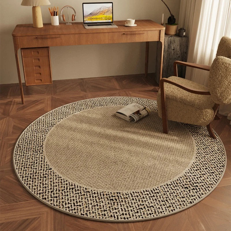 Round Carpet Non-slip Waterproof Soundproof Floor Mat Round Imitation Texture TPR Bottom Rug Large Size Home Decoration Mats