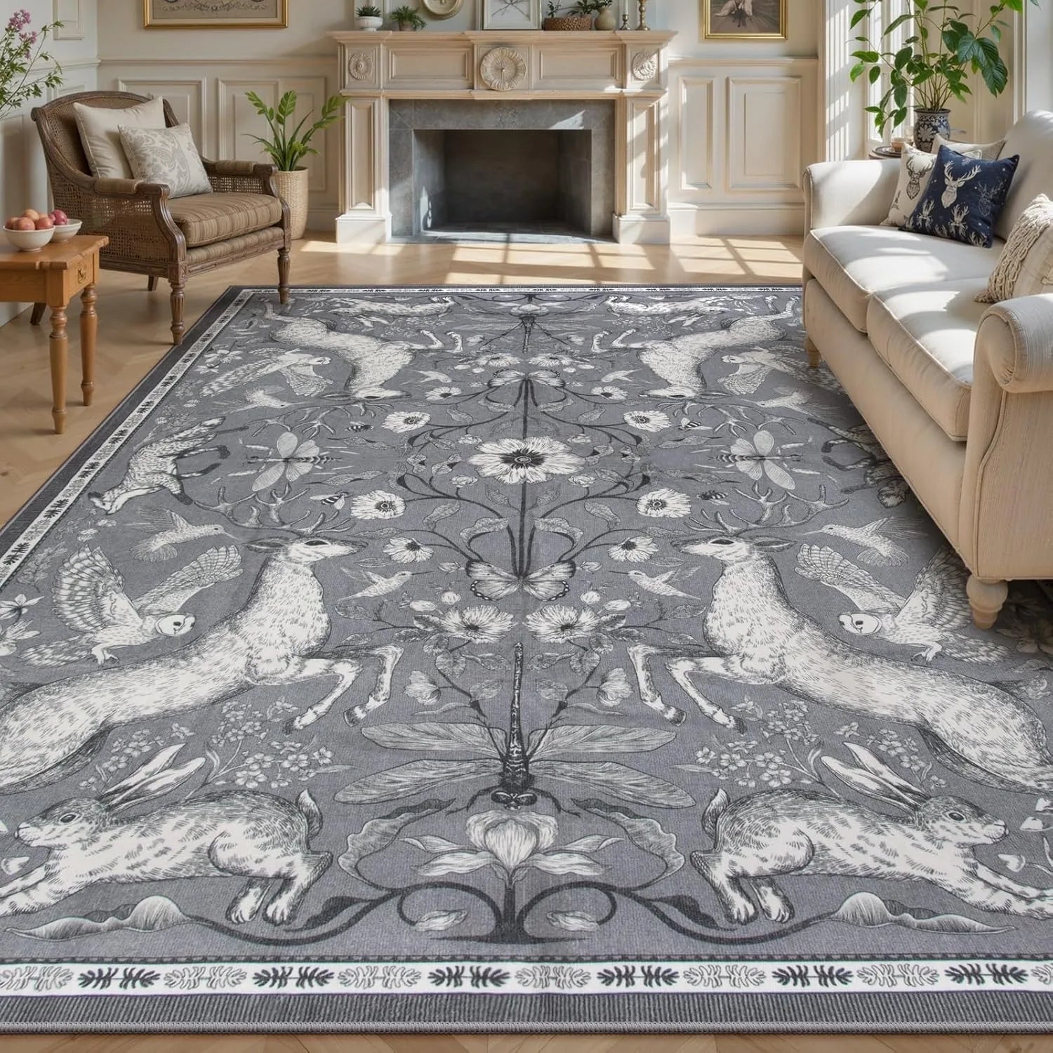 Living Room Carpet Non-slip Soft Machine Washable Floor Mat Retro Home Decor Easy To Fold Rug Bedroom Large Size Decorative Mats
