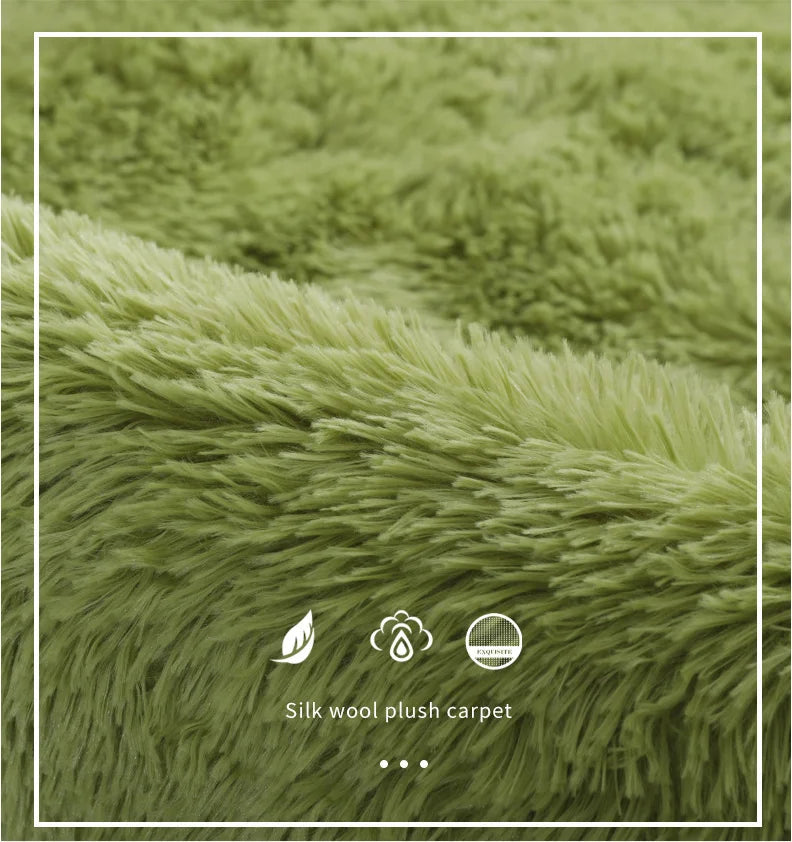 Shag Living Room Silk Wool Carpet Home Bedroom Bed Full Floor Mat Nordic Sofa Non-Slip Mat Simple Wind Plush Cushion