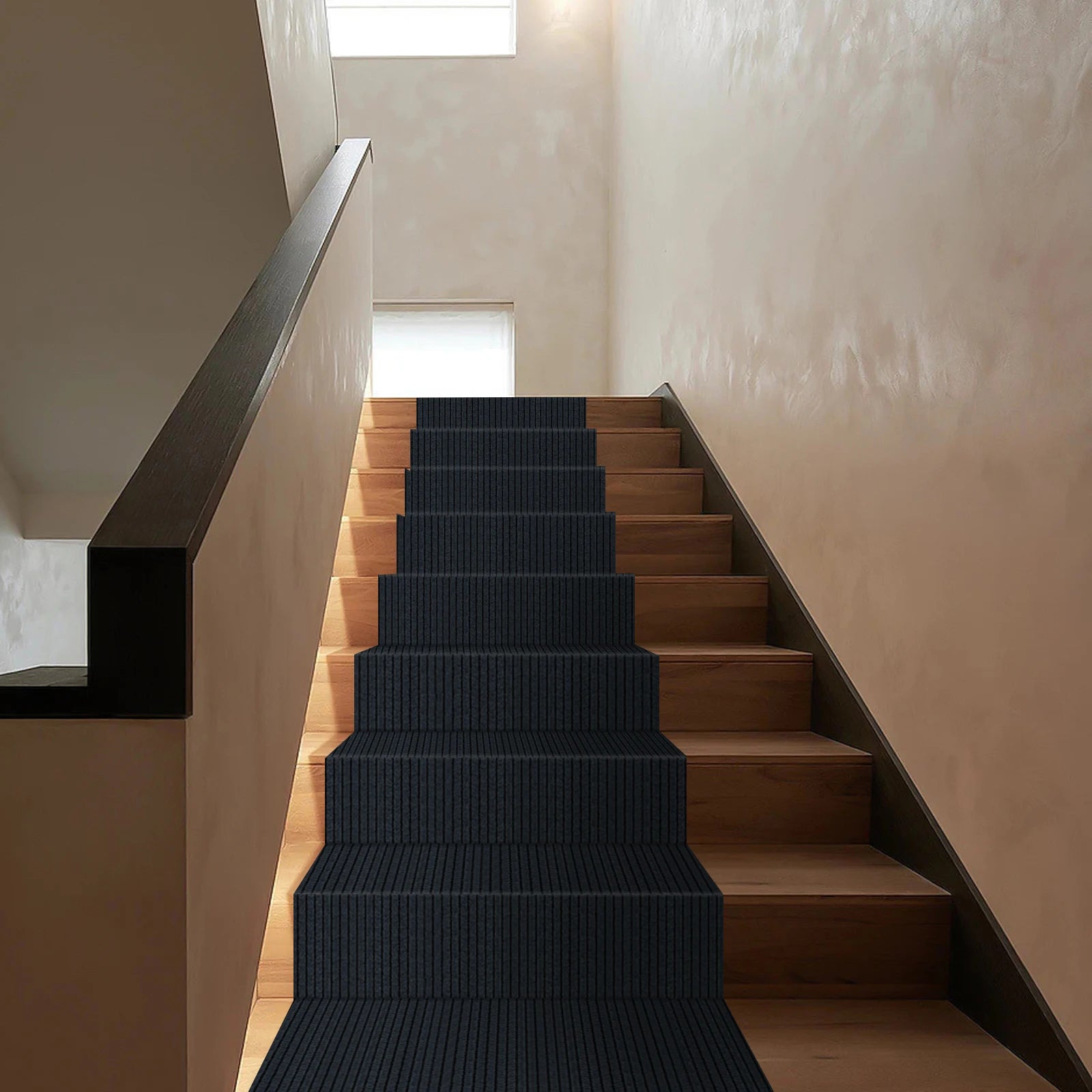 6mx70cm Long Non-Slip Rug Runner for Indoor Stairs Hallways, 5mm Striped Floor Mat, Anti-Skid Protective Carpet Cover for Steps