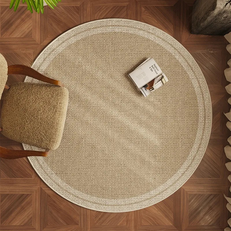 Round Carpet Non-slip Waterproof Soundproof Floor Mat Round Imitation Texture TPR Bottom Rug Large Size Home Decoration Mats