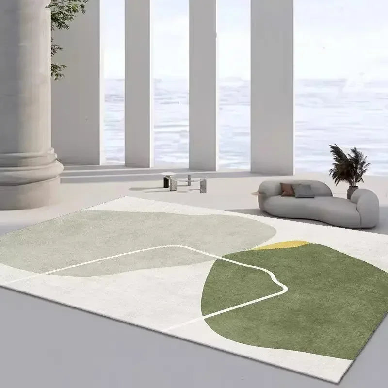 Japanese Minimalist Carpet for Living Room Green 200x300 Large Area Rugs Decor Bedroom Soft Elastic Outdoor Floor Mats Washable