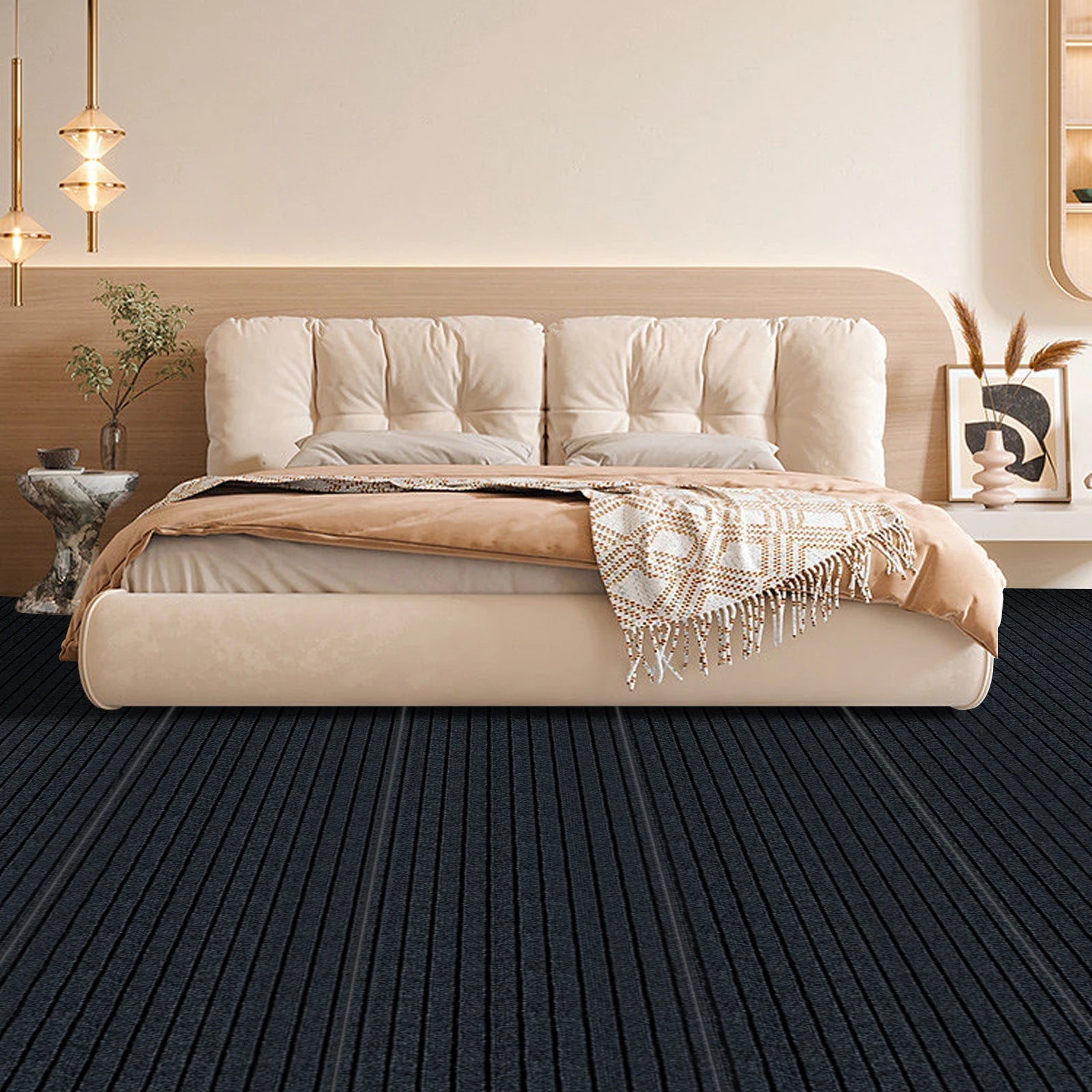 6mx70cm Long Non-Slip Rug Runner for Indoor Stairs Hallways, 5mm Striped Floor Mat, Anti-Skid Protective Carpet Cover for Steps