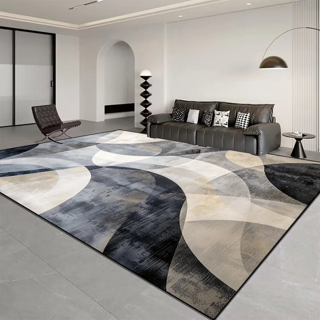 Nordic Light Luxury Stripes Carpet for Living Room Decor Soft Easy Cleaning Rugs for Bedroom Large Area Orange Brown Floor Mat