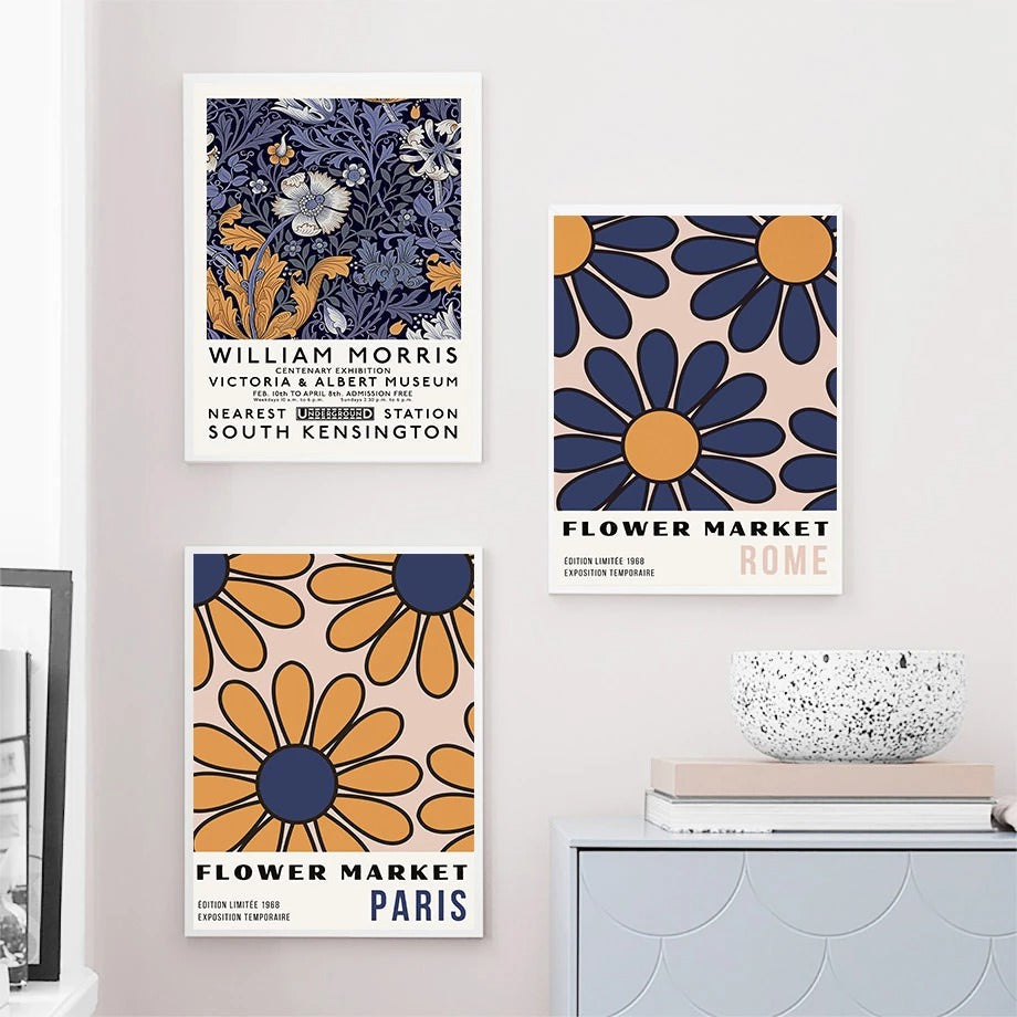 Blue & Yellow Themed Art Gallery Wall Canvas Posters