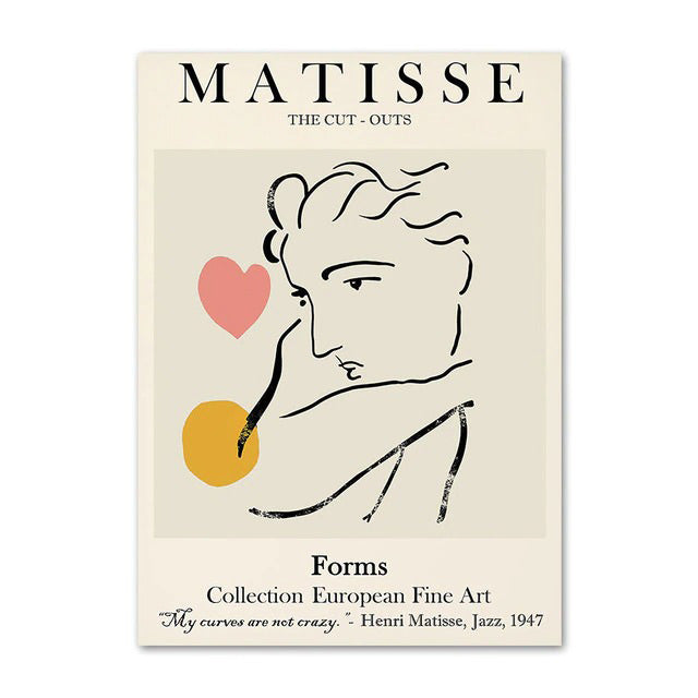 matisse cutouts outline canvas wall art aesthetic posters roomtery
