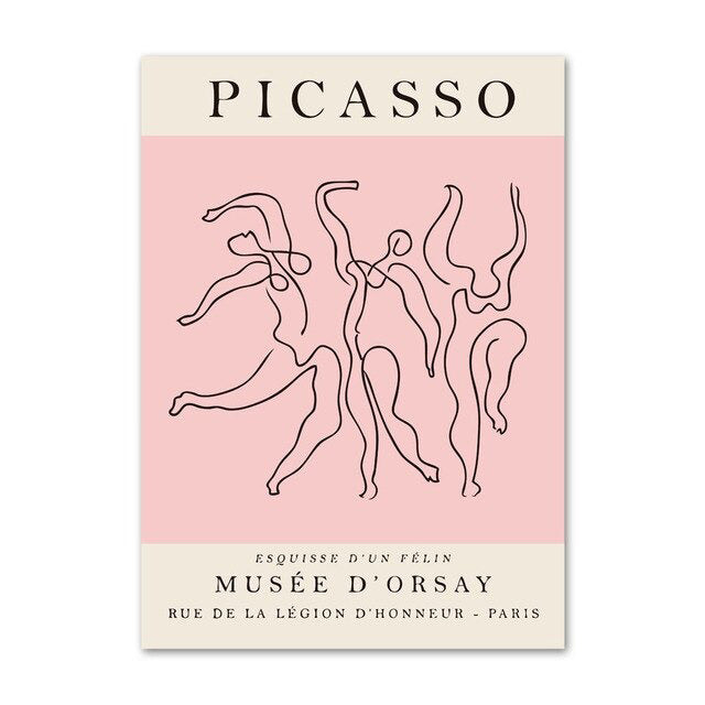 pastel color outline aesthetic art hoe canvas wall art print picasso aesthetic posters roomtery