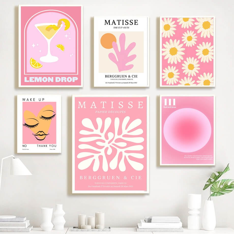 Pastel Pink Gallery Wall Art Canvas Posters