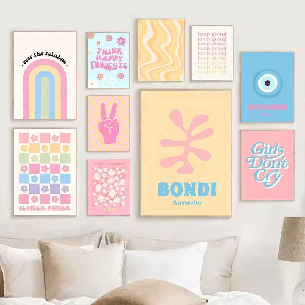 Pastel Positivity Wall Collage Canvas Posters