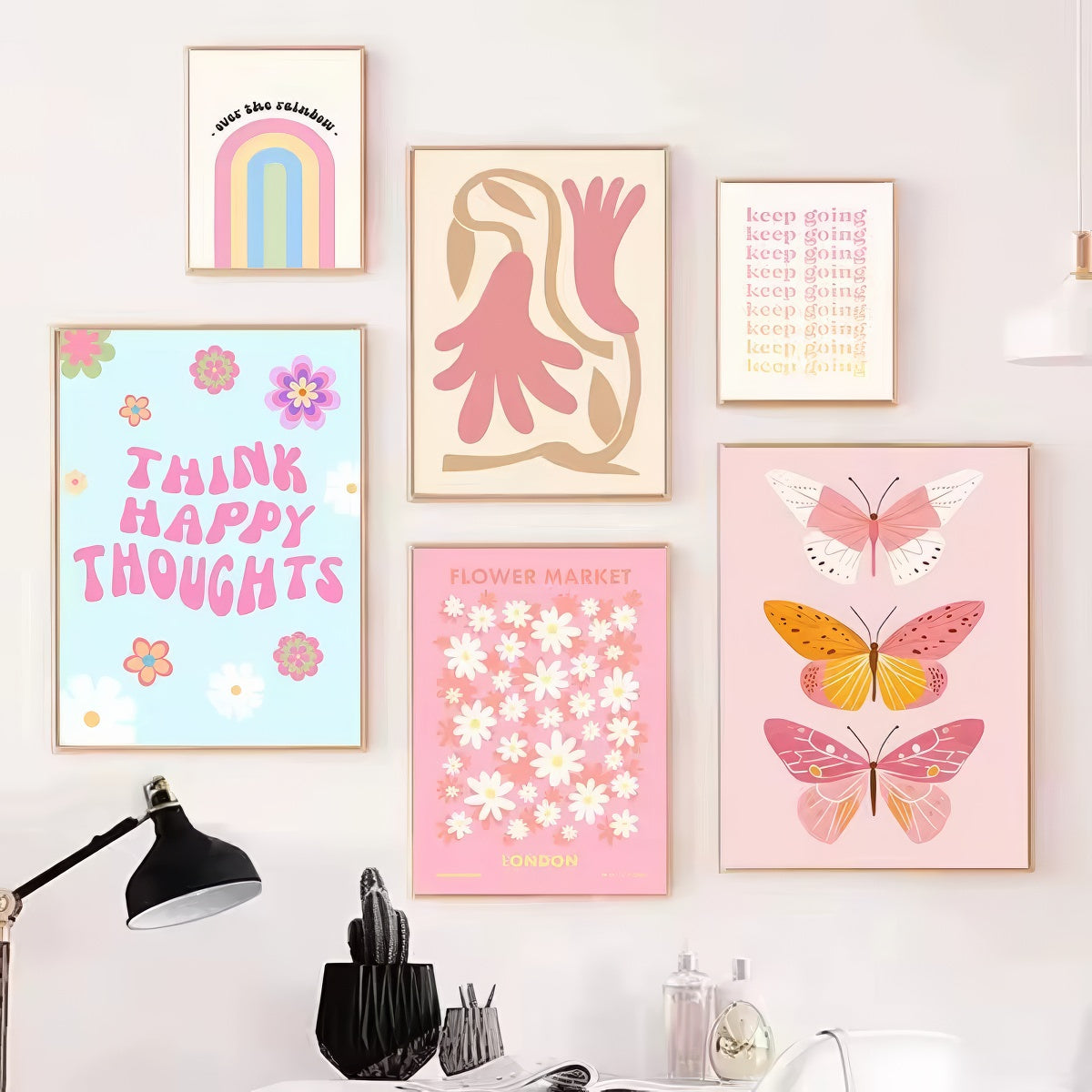 Pastel Positivity Wall Collage Canvas Posters