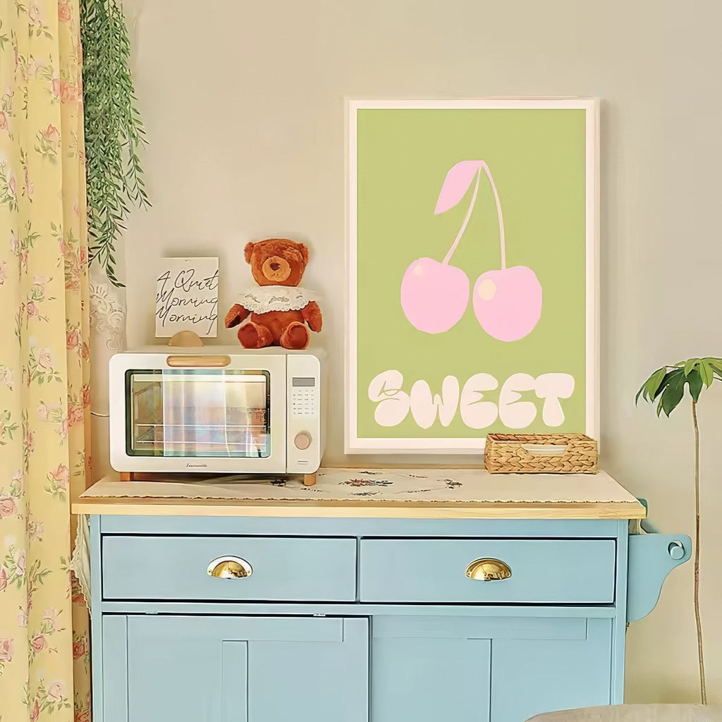 Wavy Pop Sage Green Canvas Posters
