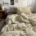 vintage floral dream thin black outline print on beige sheets bedding set