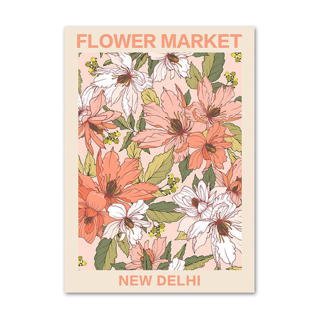 pastel pale vintage floral wall art painting flower market aesthetic canvas posters roomtery