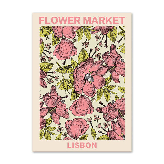 pastel pale vintage floral wall art painting flower market aesthetic canvas posters roomtery