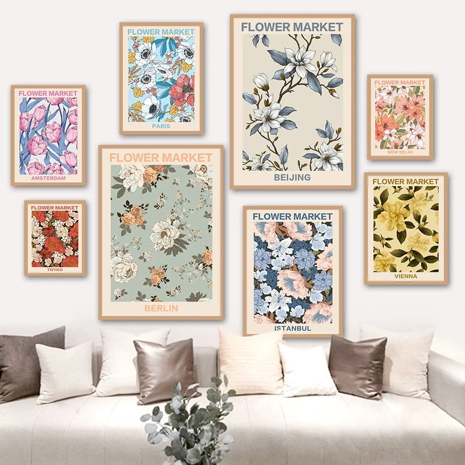 Vintage Pale Floral Art Canvas Posters