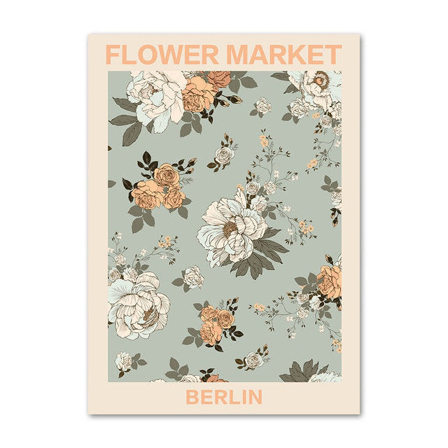 pastel pale vintage floral wall art painting flower market aesthetic canvas posters roomtery