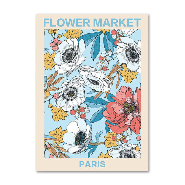 pastel pale vintage floral wall art painting flower market aesthetic canvas posters roomtery