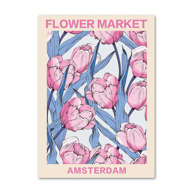 pastel pale vintage floral wall art painting flower market aesthetic canvas posters roomtery