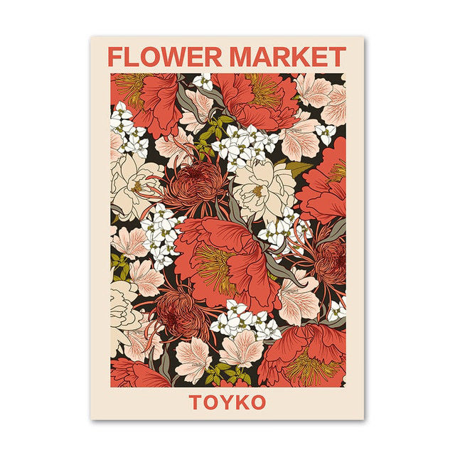 pastel pale vintage floral wall art painting flower market aesthetic canvas posters roomtery